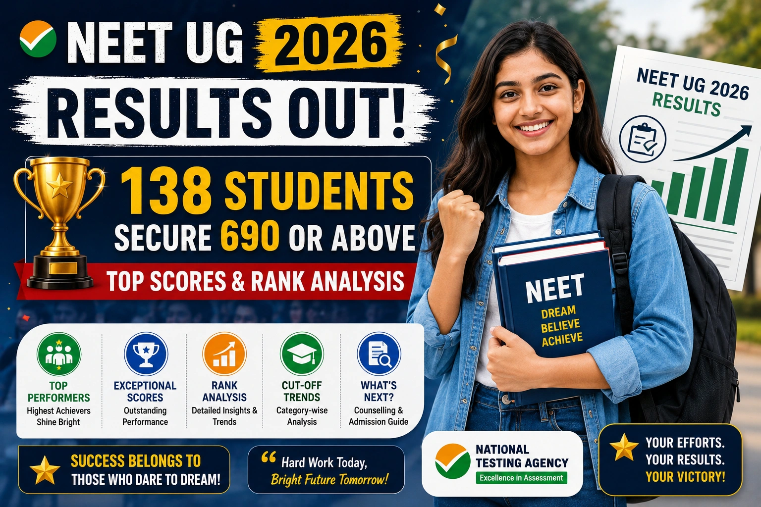 NEET UG 2026 Results-138 Students Secure 690 or Above–Top Scores & Rank Analysis